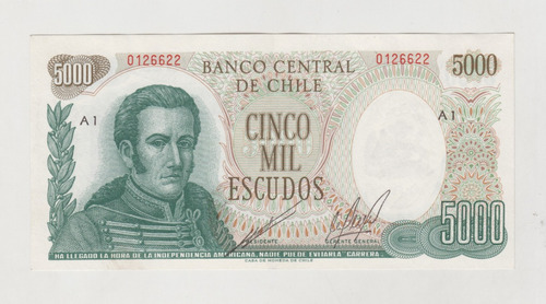 Billete Chile 5000 Escudos Cano Molina A1 Offset (c85)