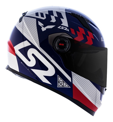 Casco cerrado Ls2 Ff358 Podium, blanco, azul y rojo Lj, color blanco/azul/rojo, talla 57-58 M