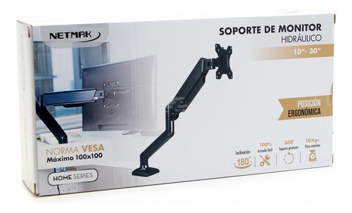 Soporte Monitor Reforzado Regulable 10 30 Hidraulico Color Negro