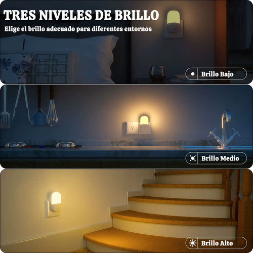 2 Luz Nocturna Regulable Sensor Automático Para Niños Hogar