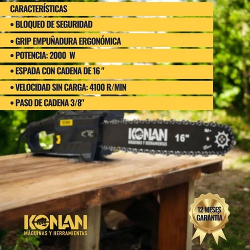 Motosierra Eléctrica Konan 2000w Espada 40cm 16 Poda