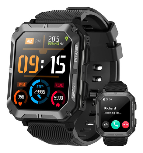 Military Smart Watch For Men With Bluetooth Call, 5atm Wate.