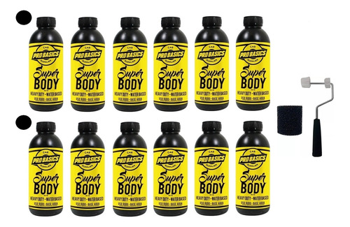 12 Lt Super Body Negro Base Agua + Rodillo Maneral Aplicador