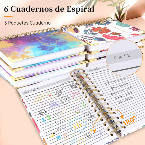 3 Pack Spiral Notebook A5 College Ruled Journals Notebooks