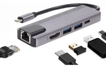 Comprar Hub Adaptador Usb Tipo C 5 En 1 Linkon 1000 Mbps Mac Windows Aluminio