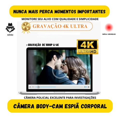 Mini Câmera M7 4k Full Hd Imagem Som Pega Traição Policial