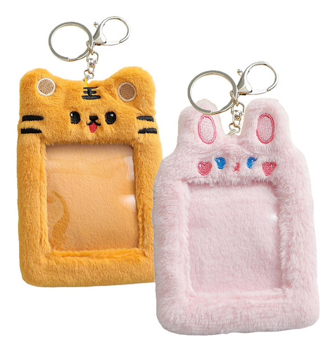 2 Llavero De Felpa, Estuche Protector, Soporte Para Tarjeta