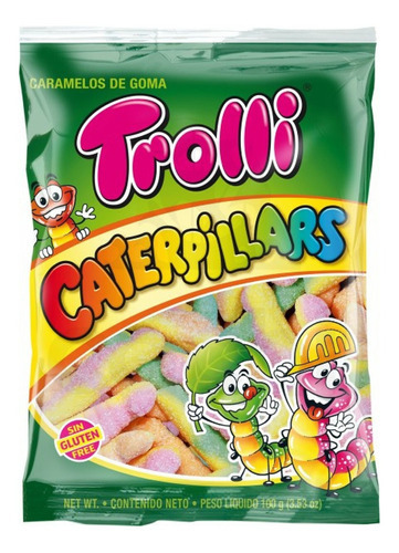 Gomitas Trolli Caterpillars Acidos Gluten Free 100gr