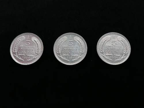 Moneda De Cinco Pesos, Medio Condor Año 1956.