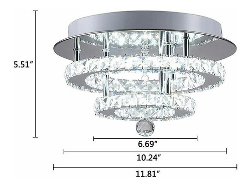 Lámpara Redonda Cristal Led Para Montaje En Techo