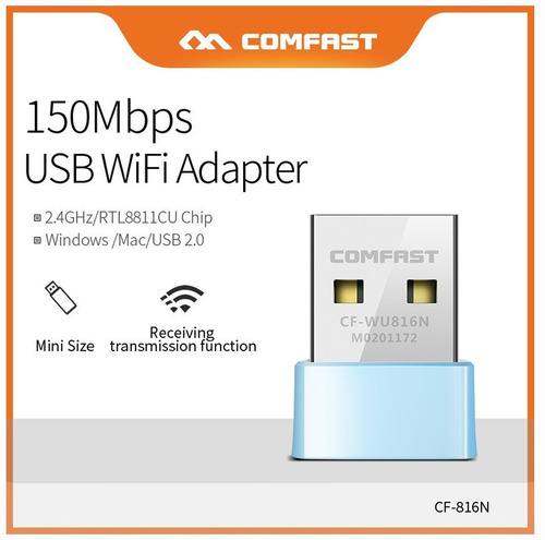 Tarjeta Red Inalambrico Wifi 150mbps Windows Comfast 2dbi Pc