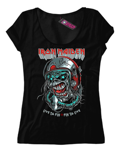 Remera Mujer Iron Maiden Live To Fly M 7 Dtg Premium