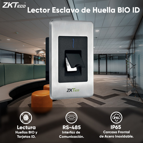 Zkteco Lector Esclavo Modelo Fr1500s De Huella Bio Id Tarjetas Id 125 Khz / Ip65 / Comunicación Rs-485 Y Led Indicador De Estado / Compatible Con Paneles Inbio