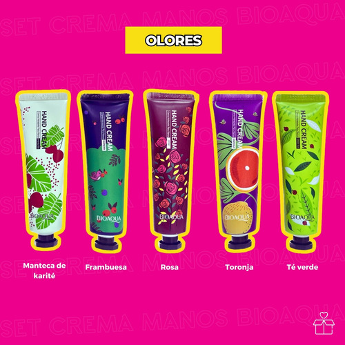 Crema Para Manos Hidratante Reparadora Set 5 Pzas Frutas Frutos Rojos