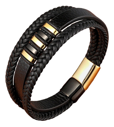 Pulsera De Piel Trenzada Para Hombre, Brazalete De 21 Cm