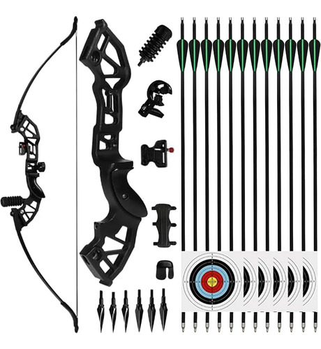 Juego De Arco Recurvo De 129 Cm Y 12 Flechas Para Caza