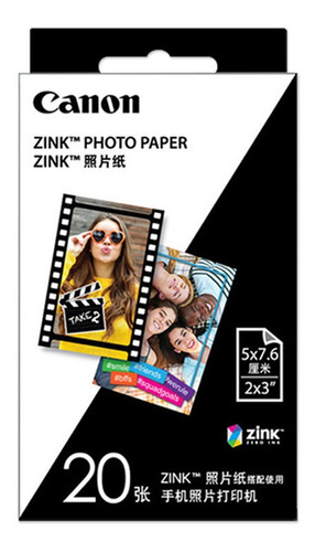 20 Hojas De Papel Fotográfico De Zinc Canon 2x3 Pulgadas Zp-