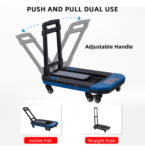 Carrito De Mano Plegable De Alta Resistencia Con 4 Ruedas Pa