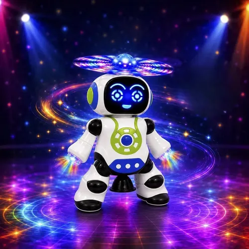 Robô Dançarino Infantil Brinquedo Musical Interativo Luzes Led Som Gira 360º Dança Boneco Eletrônico Presente Para Crianças Braveni