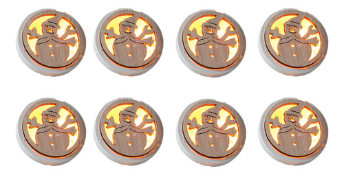 Cadena De Luces Led De Madera Con Diseño De Muñeco De Nieve