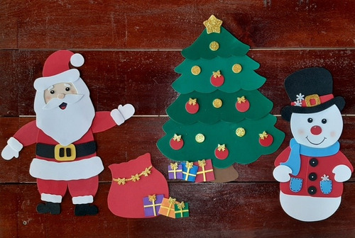 Painel De Natal Em Eva Papai Noel Boneco De Neve Árvore | Parcelamento sem  juros