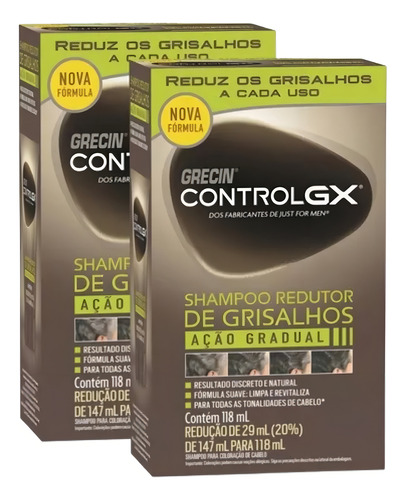 Shampoo Grecin Control Gx Redutor De Grisalhos Kit C/2 Und