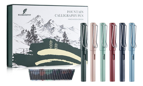 Calligraphy Brush Pens, 6pcs Calligraphy Pen Set Founta...