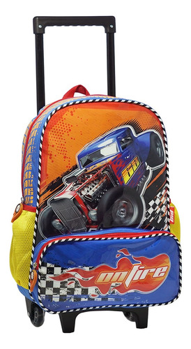 Mochila Autos De Carrera Estilo Hot Wheels 16 Pulgadas Lsyd