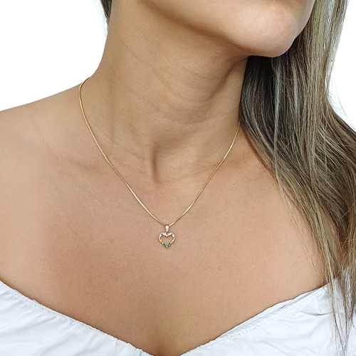 Cadena Y Dije De Corazón Oro Laminado 18k Para Mujer