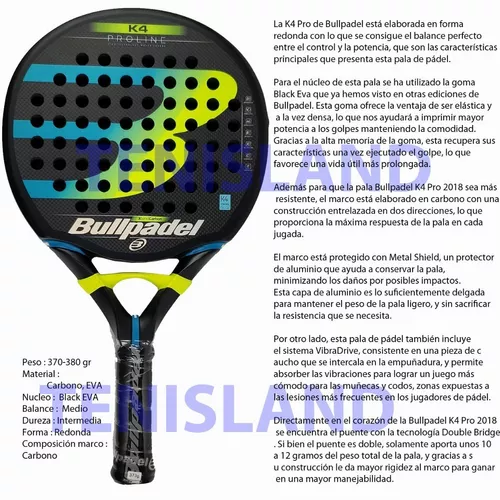 Paleta Paddle Bullpadel K4 New Pro Line Importada | Envío