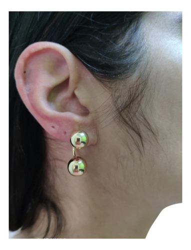 Brinco Banhado A Ouro Bola Grace Kelly Grande Cor Dourado