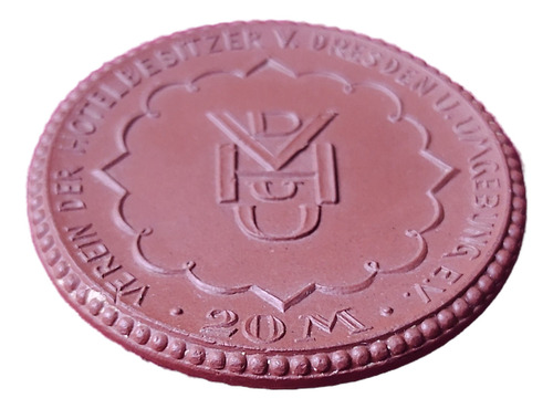 Moneda Notgeld Porcelana Alemania 1921 20 Marcos Unc (Usado)