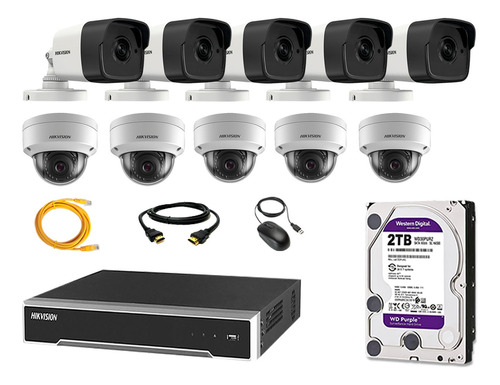 Camara Seguridad Ip Poe Full Hd Kit 10 Hikvision Disco 2tb