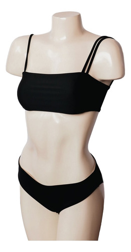 Traje De Baño De Mujer De 2 Piezas (top Y Bottom Negro)
