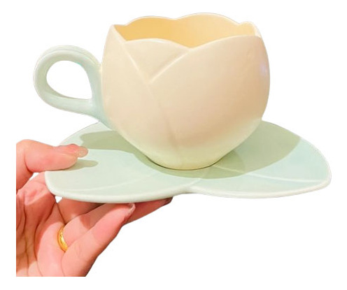 Juego De Tazas De Café De Cerámica Con Diseño De Tulipán Ros