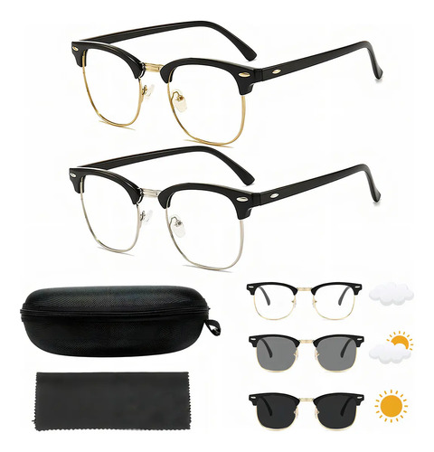 Tigmanerung 2pz Lentes Fotocromática Gafa Con Filtro De Luz Azul Moda Protección Día Noche Hombre y Mujer
