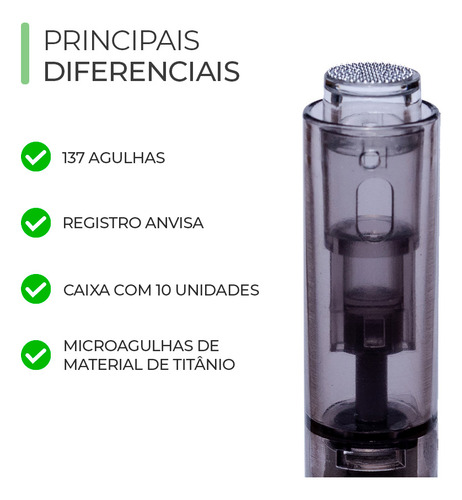 Cartucho Para Derma Pen Smart Gr 10 Unid Com 137 Agulhas