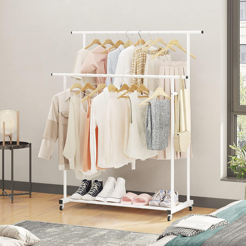 Calmootey Perchero Para Ropa Con Varilla Doble, Perchero Par
