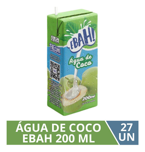 Água De Coco Ebah 200ml - Caixa Com 27 Unidades