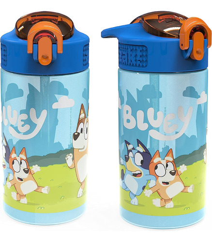 Pak 2 Vasos Thermos  Bluey  500 Ml Con Popote 