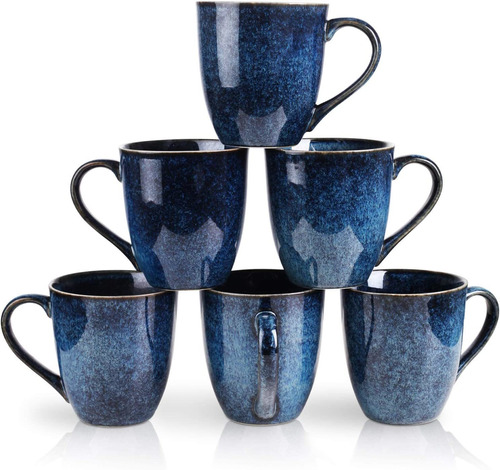 Set Of 6 Vicrays Porcelain Coffee Cups 354ml (blue)