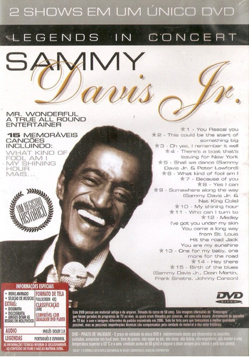 Dvd Sammy Davis Jr. - Legends In Concert - 2 Show Em 1 Dvd