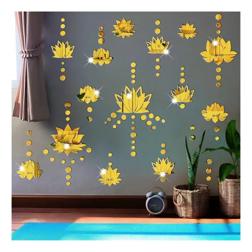 Adhesivo De Pared Grande Con Diseño De Flor De Loto, Pájaros Y Mariposas - 120x65 Cm, Autoadhesivo Y Fácil De Colocar, Decoración Zen Para Hogar