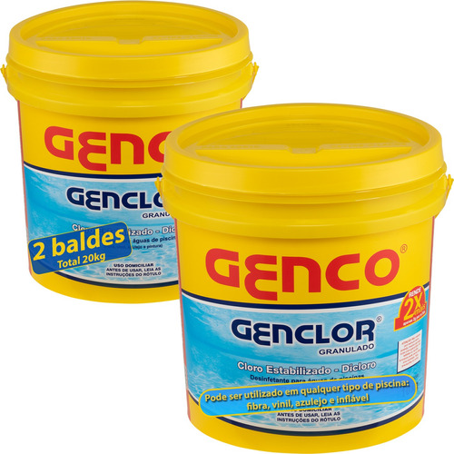 Kit 2 Genco Genclor Concentrado Estabilizado Piscinas Balde