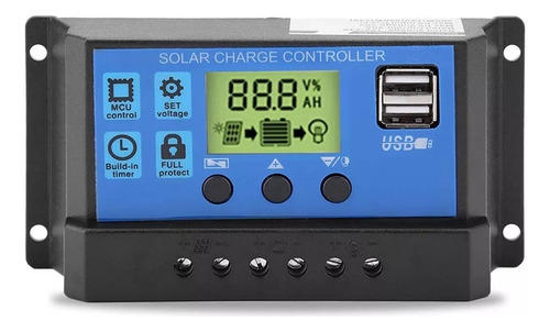 Regulador Carga Solar Panel Digital 12v 24v 30a
