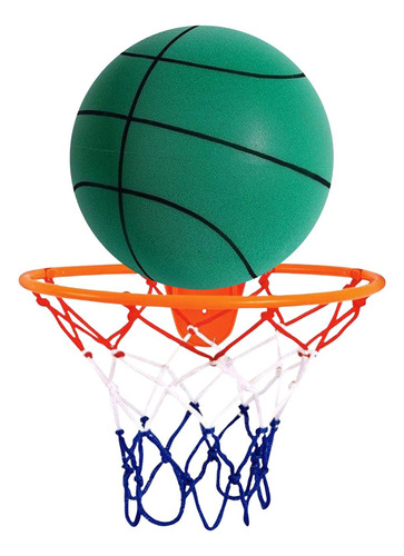 Baloncesto Silencioso Con Aro, Pelota Que Rebota, Verde