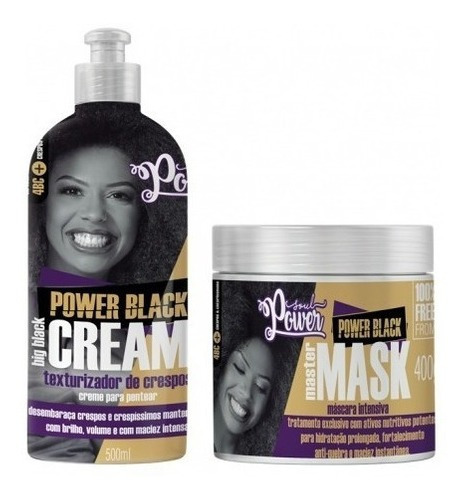 Kit Soul Power Máscara E Creme De Pentear 500ml Power Black