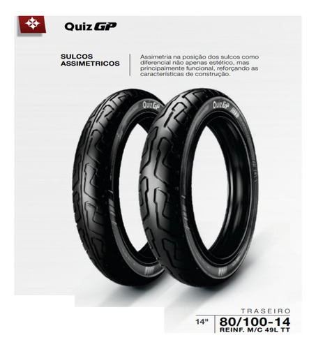 Pneu Tras 80/100-14 Ira Quiz + Camara Honda Biz C-100 2001