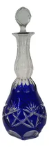 Comprar Botellón De Cristal Tallado Azul Licorero Tallado A Mano