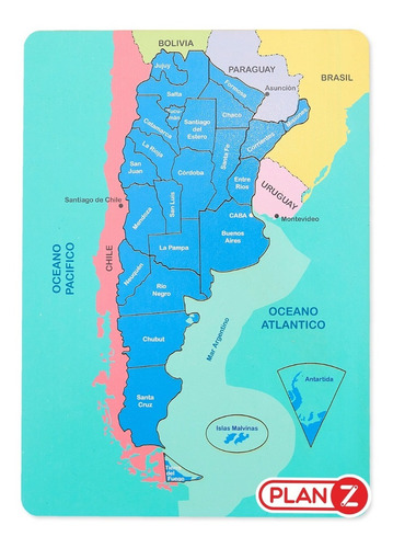 Imagen 1 de 10 de Rompecabezas Madera Mapa Argentina Niños Didactico Encastre